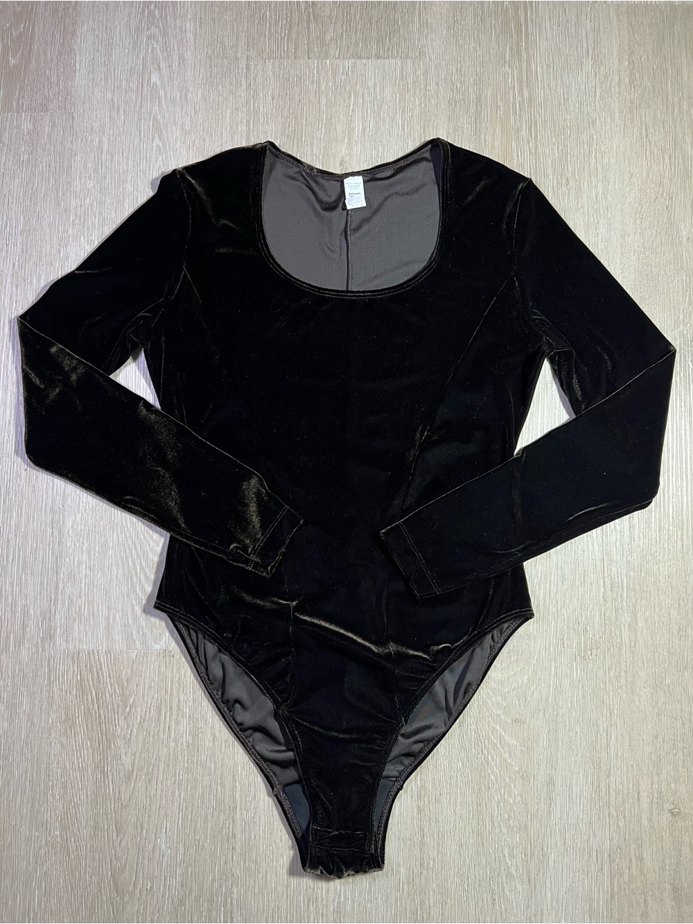 Velvet Dark Chocolate Brown Long-Sleeve Chic Minimalist Bodysuit